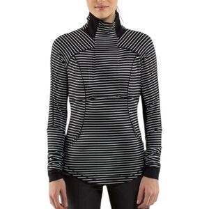 Lululemon Base Runner 1/2 Zip Parallel Stripe Black White / Black W3C38S Size 10